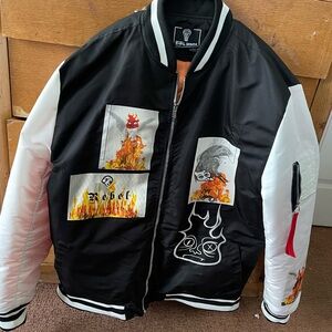 Black and White Graphic Bomber Jacket